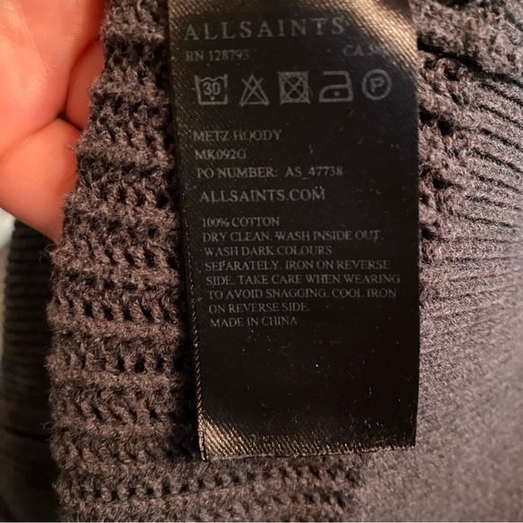 AllSaints Metz knit hoodie grey zip up - Picture 7 of 10